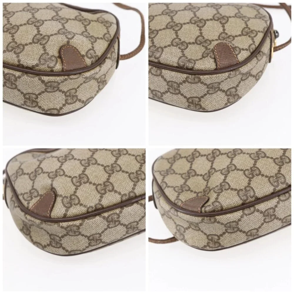 GUCCI GG Supreme Web Sherry Line Bag PVC Beige Gold - Picture 14 of 16